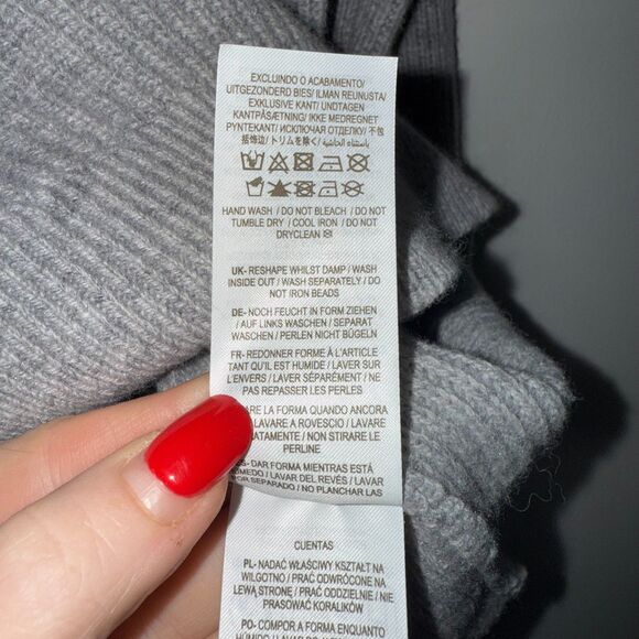 Boden Jeweled Neckline Ribbed Sweater - Gray 8 - Picture 10 of 10